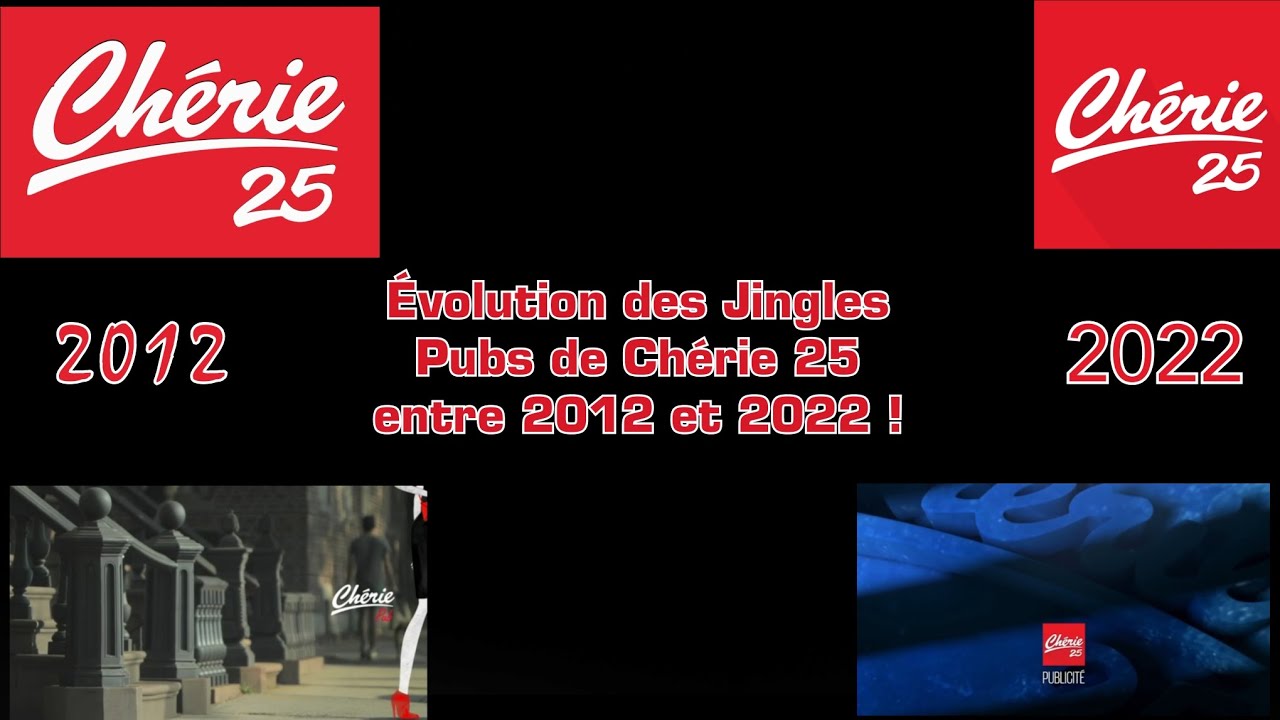 Évolution des Jingles Pubs de Chérie 25 entre 2012 et 2022 ! (Au 17 Décembre 2022.)