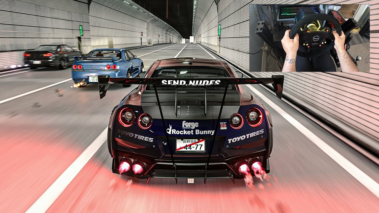 2000HP R35 W/ NOS vs 2000HP R33 & R34 - Assetto Corsa | Thrustmaster Wheel Gameplay