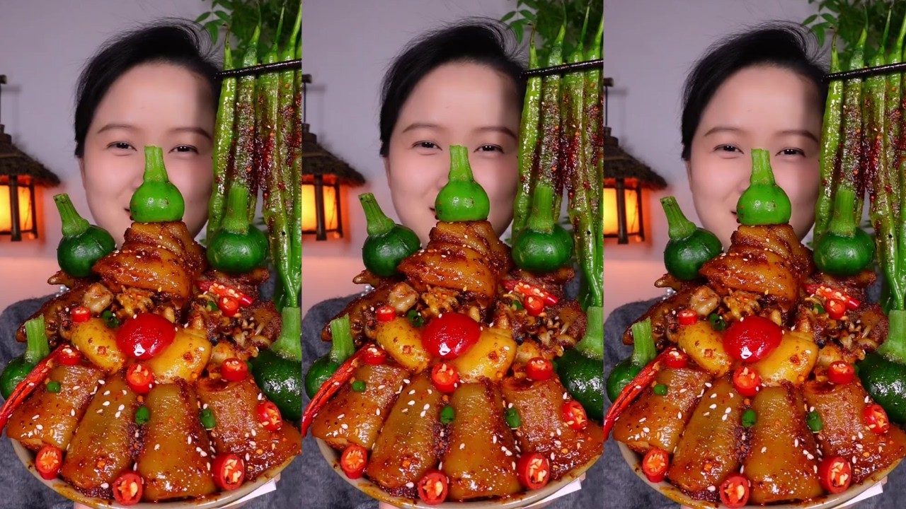 Let&rsquo;s Eat Jin Sister Braised Pig&rsquo;s Tails and Pork Belly Eating Show So Delicious