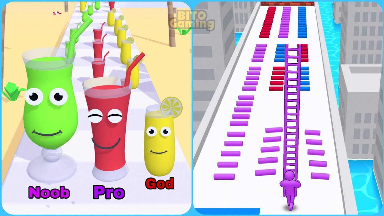 Juice Run Vs Ladder Master 🥤🍹🍷🪜🪜🍹 Max All Levels Android iOS Gameplay  Ep 18 #bitogaming