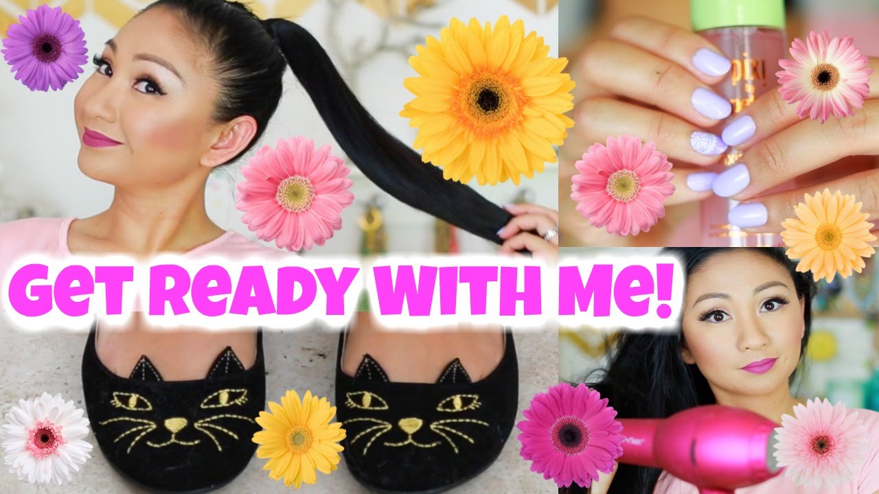 GET READY WITH ME: BRIGHT LIP, MAKEUP,  SLEEK PONYTAIL + OUTFIT!