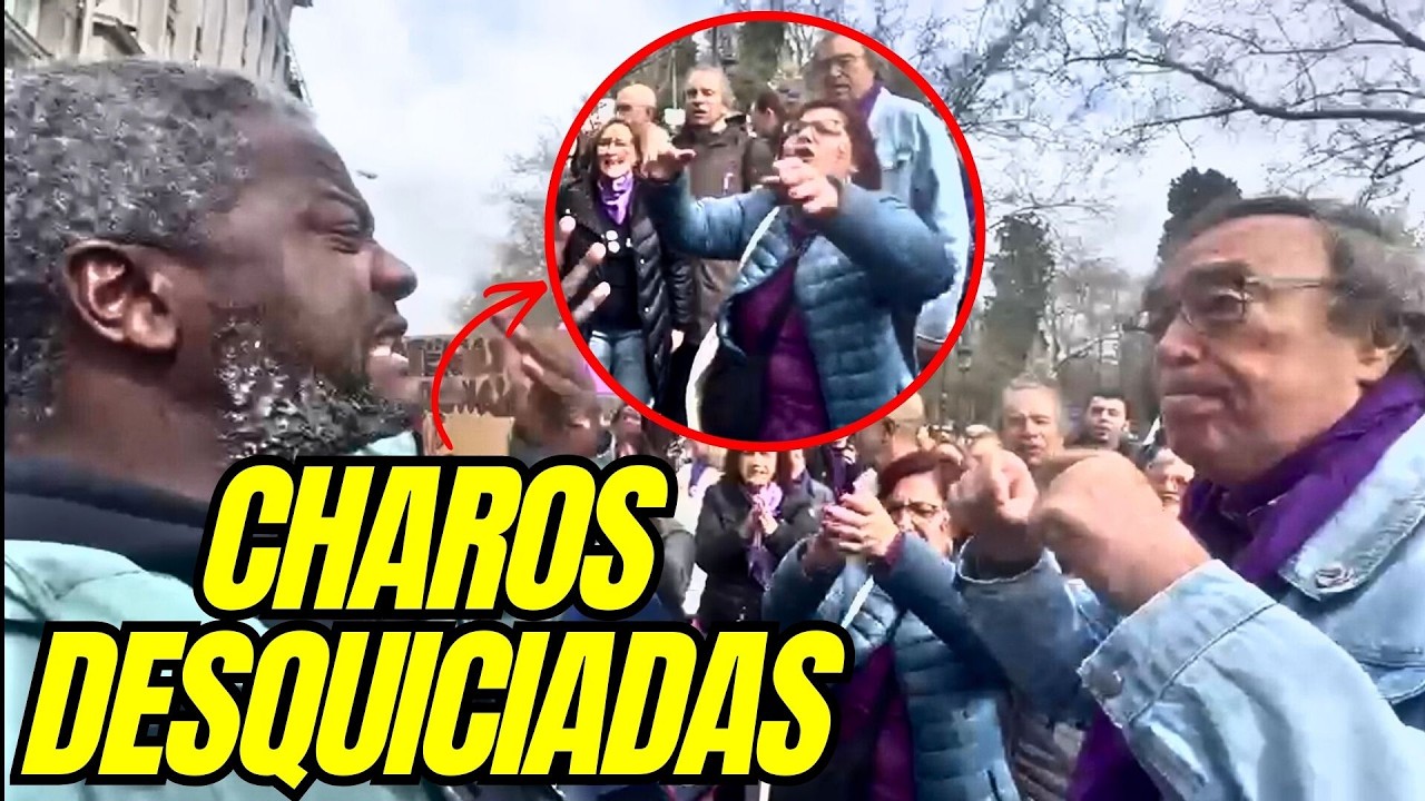 💥 Una turba de desharrapadas increpan y acorralan a Ndongo en el 8-M