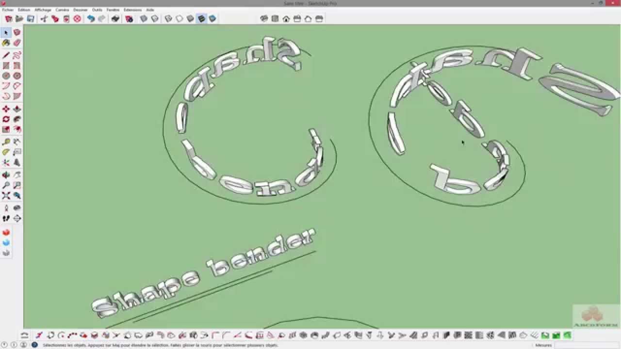 25 - Sketchup - Ecrire en 3D et en arrondis - Outil text3d