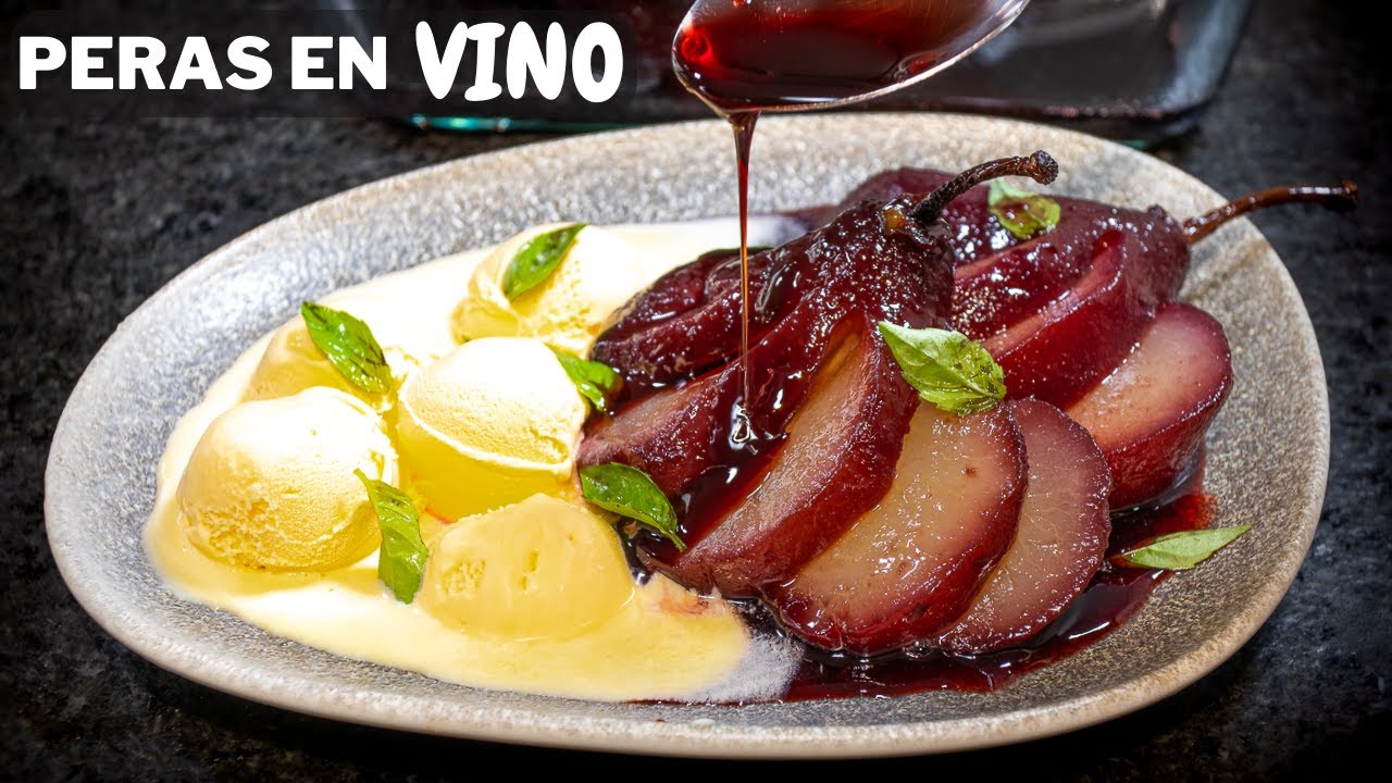 Postres delicioso PERAS en Vino Tinto! Facil y Rico | Abelca