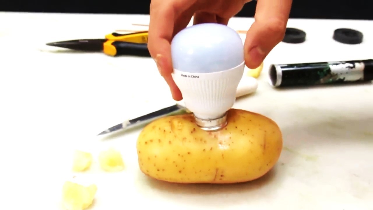 See What He Does with a Potato to Get Electricity