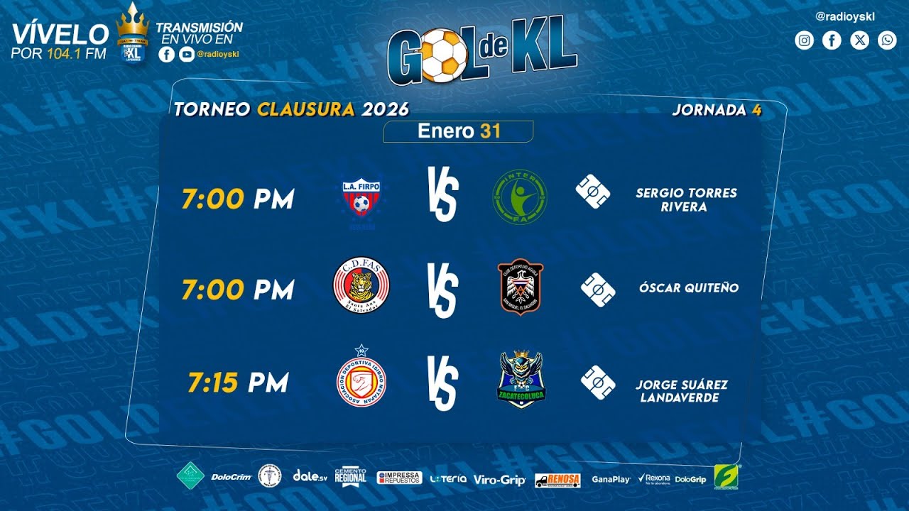 🔴Jornada 4 Torneo Clausura 2026 | Gol de KL El Salvador | 31-01-26