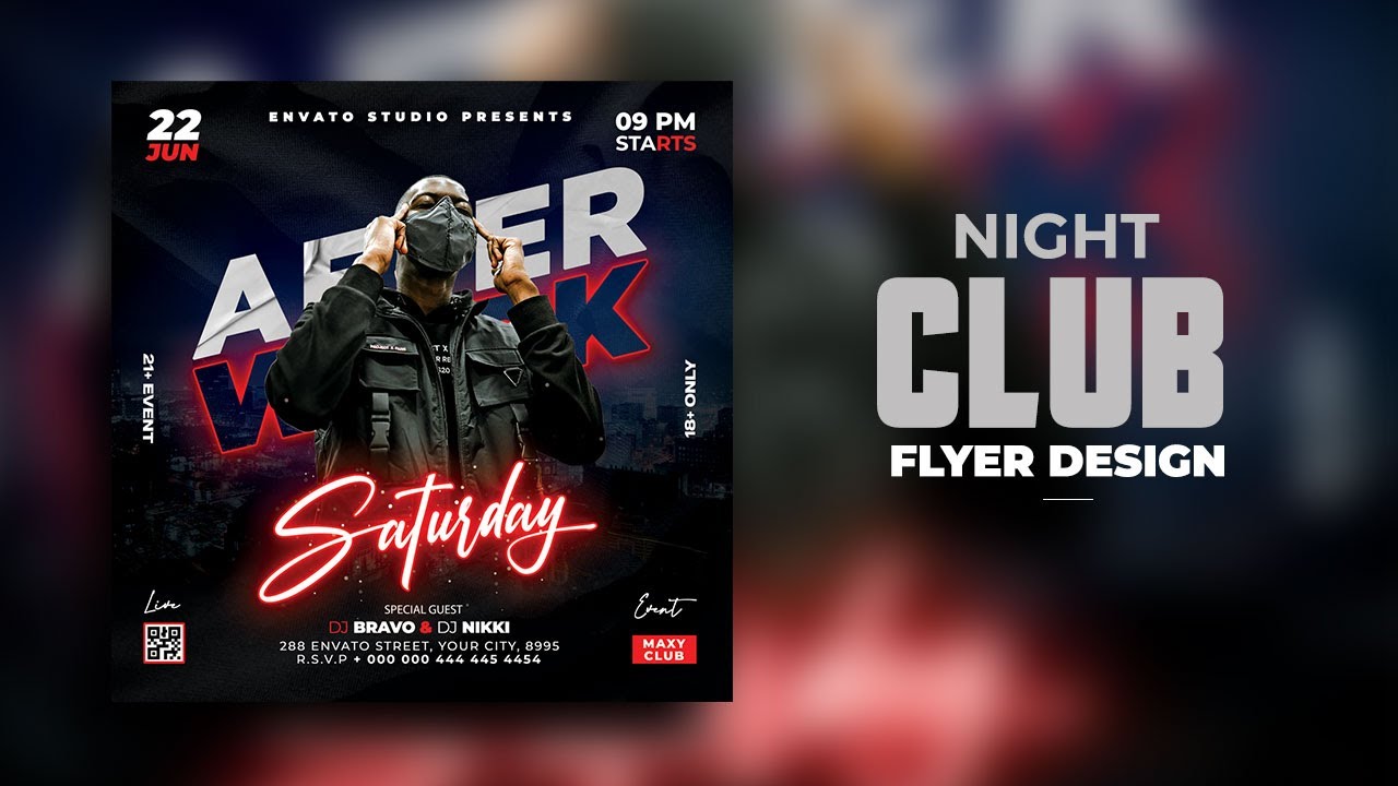 Dj Night Party Flyer Design In Photoshop cc 2022 A to Z  for Graphicsriver
