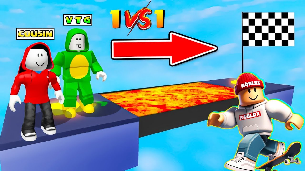 1 VS 1 😂 In Skateboard Obby With My Cousin|On Vtg!