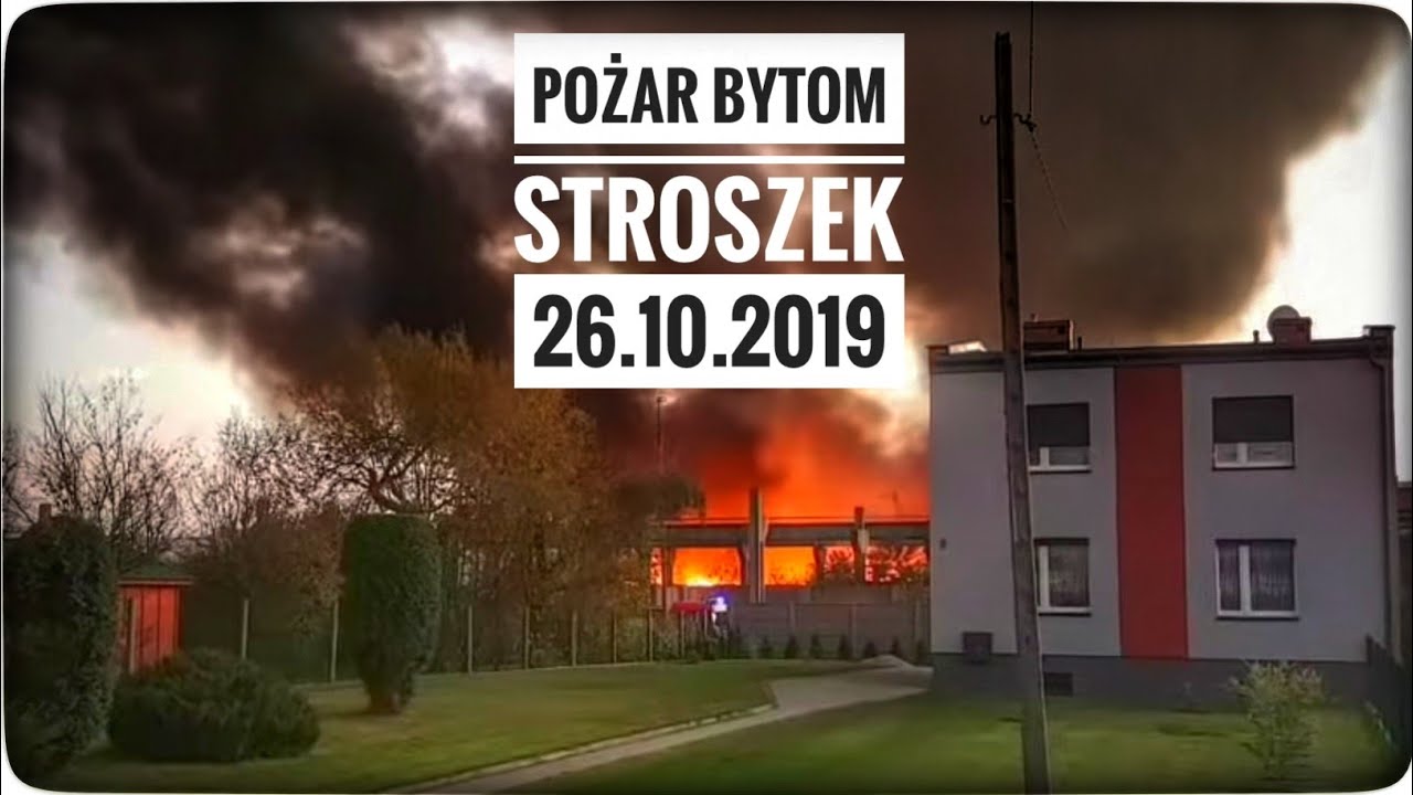 POŻAR W BYTOMIU Stroszku 26.10.2019 - składowisko materiałów tekstylnych - 2 sprawców 13 letnich
