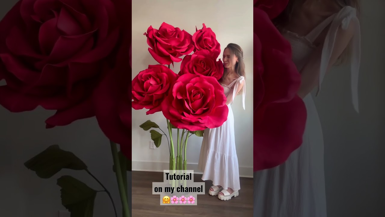 DIY Tutorial How to make Giant Foam Roses Step-by-step on my channel