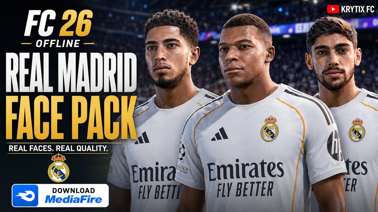 &ldquo;NEW Real Madrid Face Pack for FIFA 16 FC 26 Offline 🔥&rdquo;
