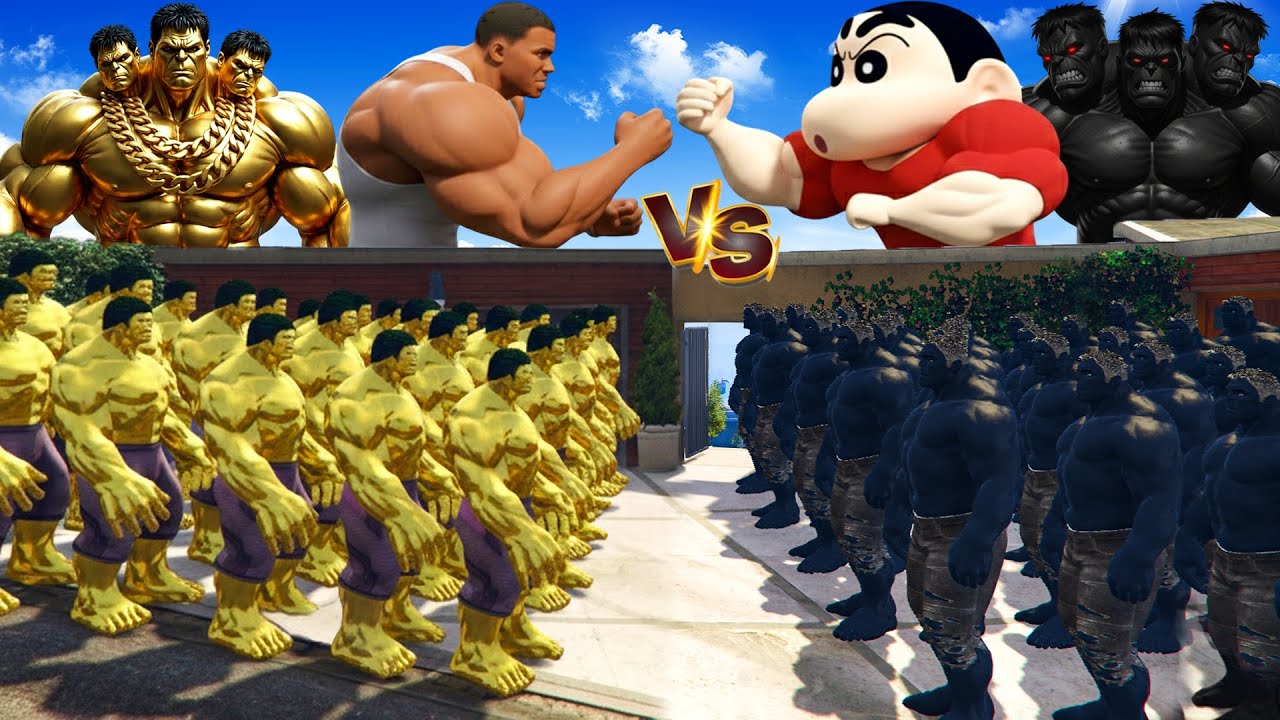Franklin Gold Hulk Gold Gang Vs Shinchan Black Hulk Black Gang In GTA 5