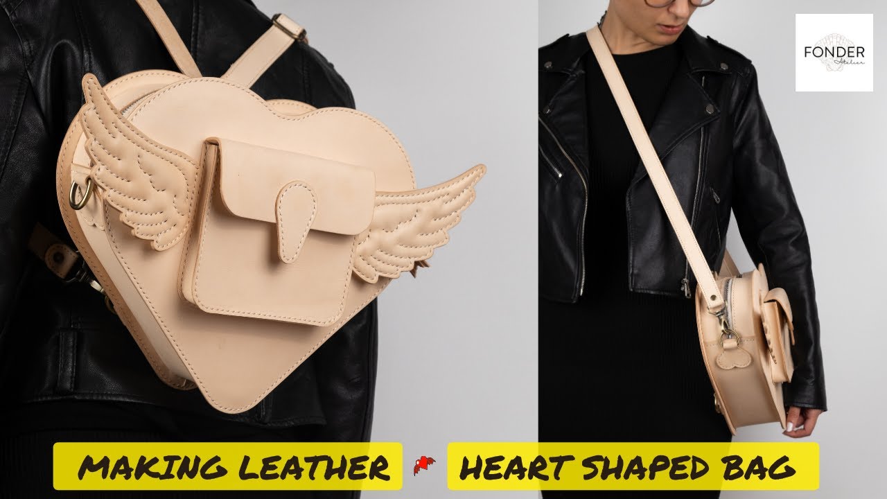 How to Make Heart Shaped Leather Bag, Backpack / Leather Craft