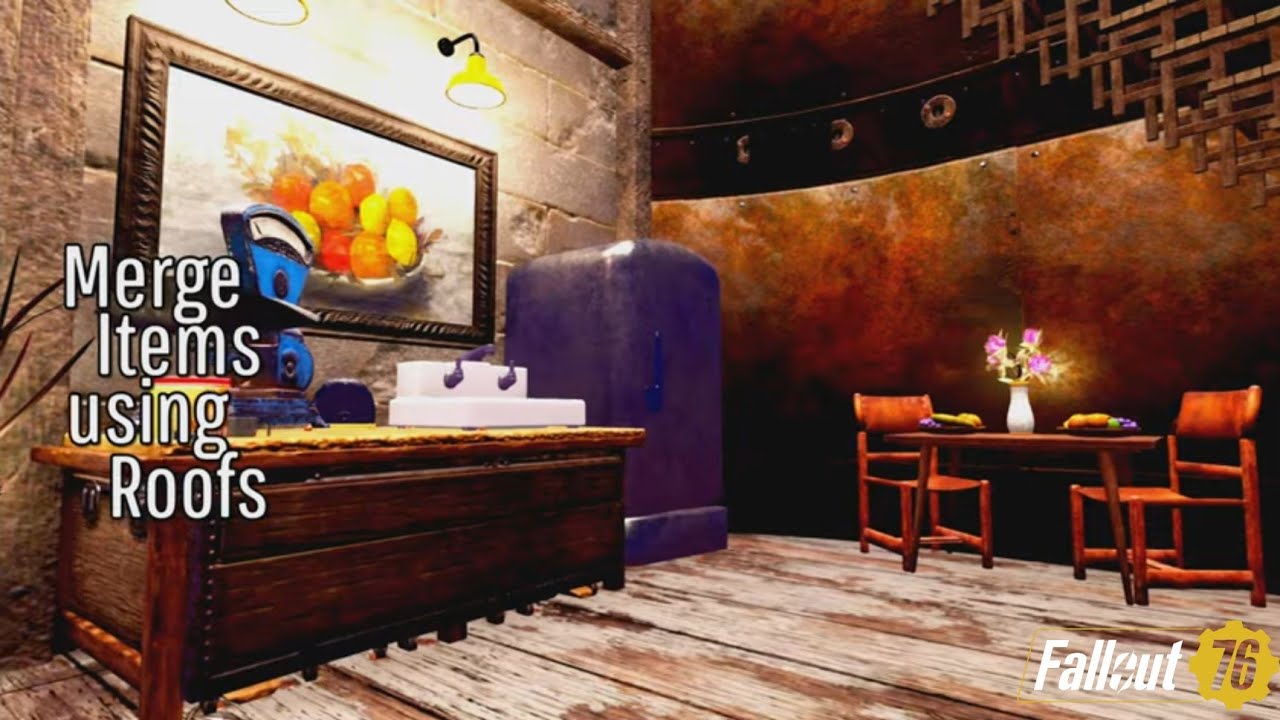 Fallout 76 Camp Tutorial | Merge Items Using Roofs | Guilde // Building // Merging