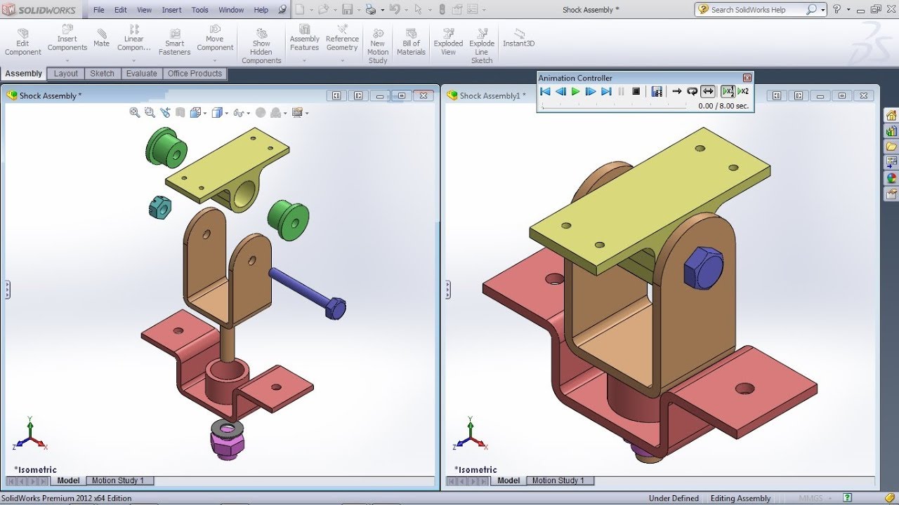 SolidWorks Exploded View Tutorial Complete with Animation Video and Line Sketch
