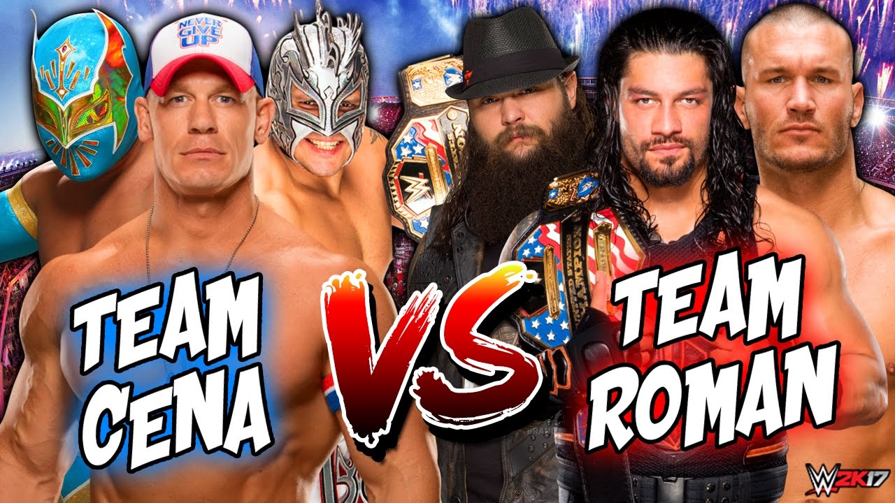 John Cena & Kalisto & Sin Cara vs. Roman Reigns & Bray Wyatt & Randy Orton - WWE RAW 2017