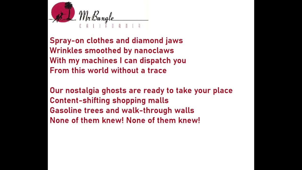 None of Them Knew They Were Robots Mr. Bungle Karaoke version | karaoke deep cuts