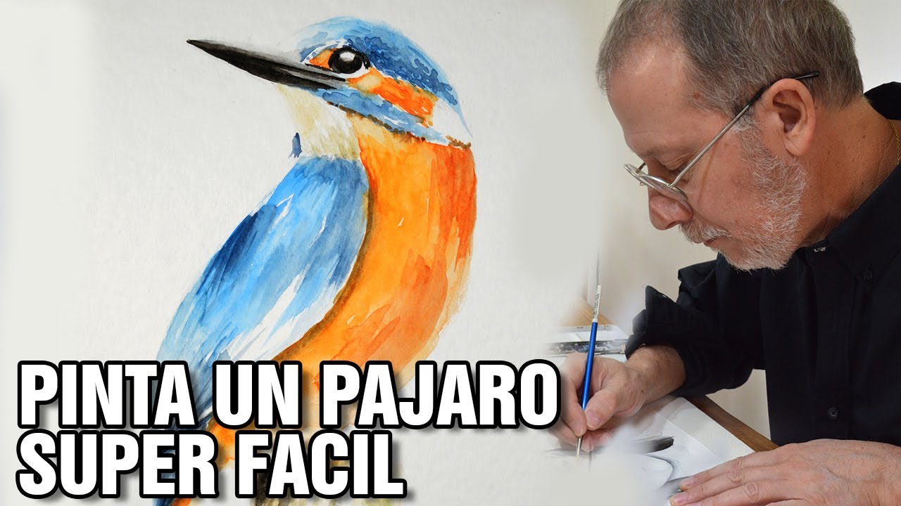 PINTA UN PAJARO SUPER FACIL CON ACUARELA