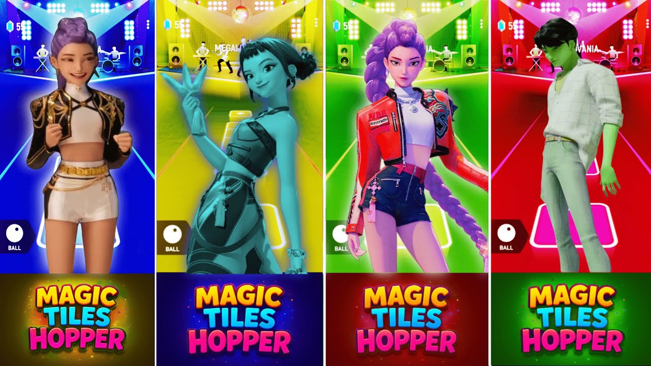 Magic Tiles Hopper | K-Pop Demon Hunters – Rumi ❤️ Jinu 💚 Zoey 💛 Rumi 💙| Megalovania Epic Rhythm Run