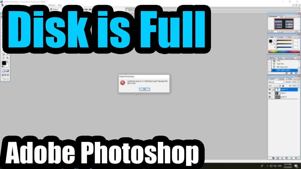 ✅ Photoshop 7 Save Error FIX (.PSD) &mdash; &ldquo;Could not save as PSD because the disk is full&rdquo; Solution