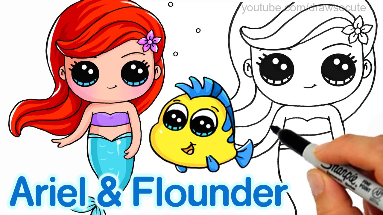 How to Draw Little Mermaid Ariel Easy