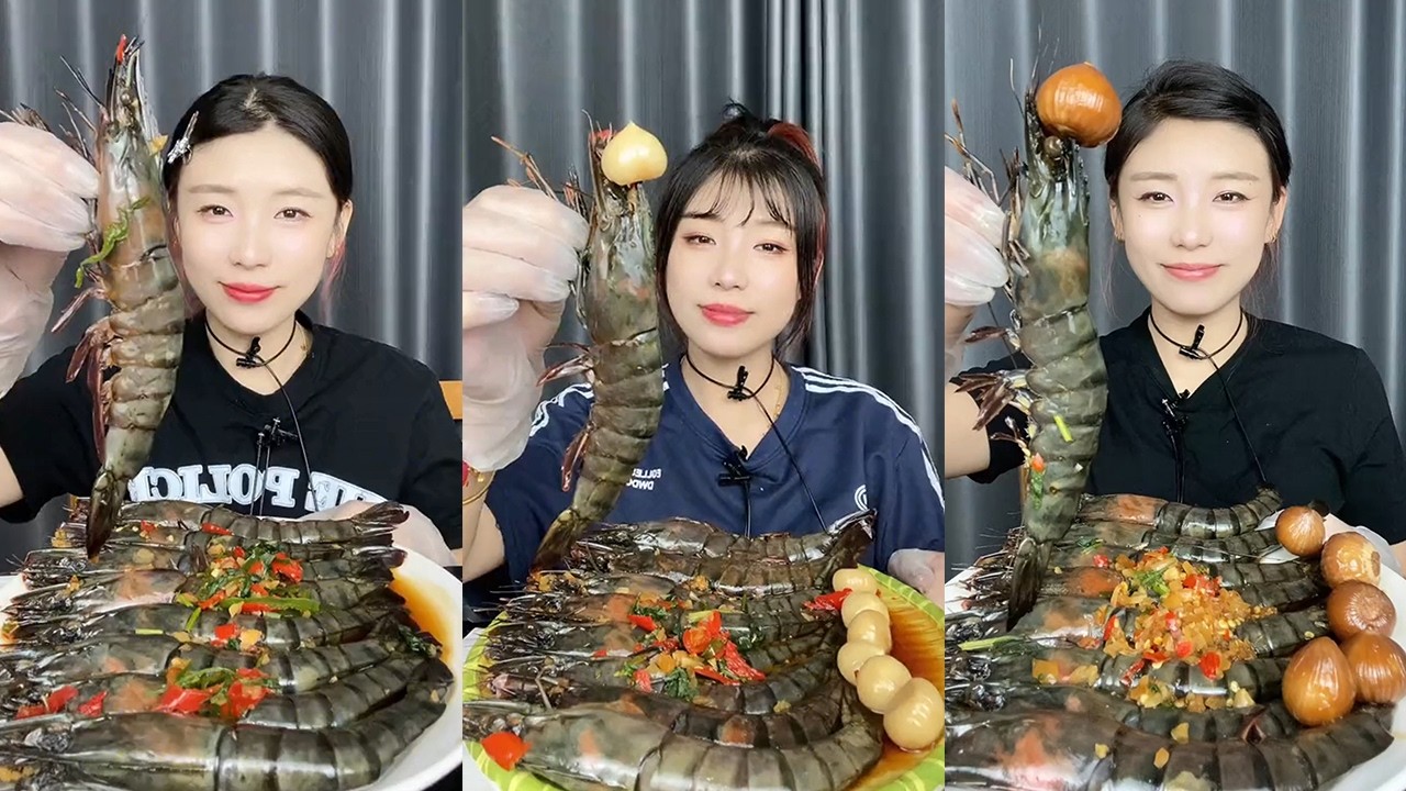 【MUKBANG】Black Tiger Shrimp🦐🧄🌶🍋#Seafood#ASMR#yummy
