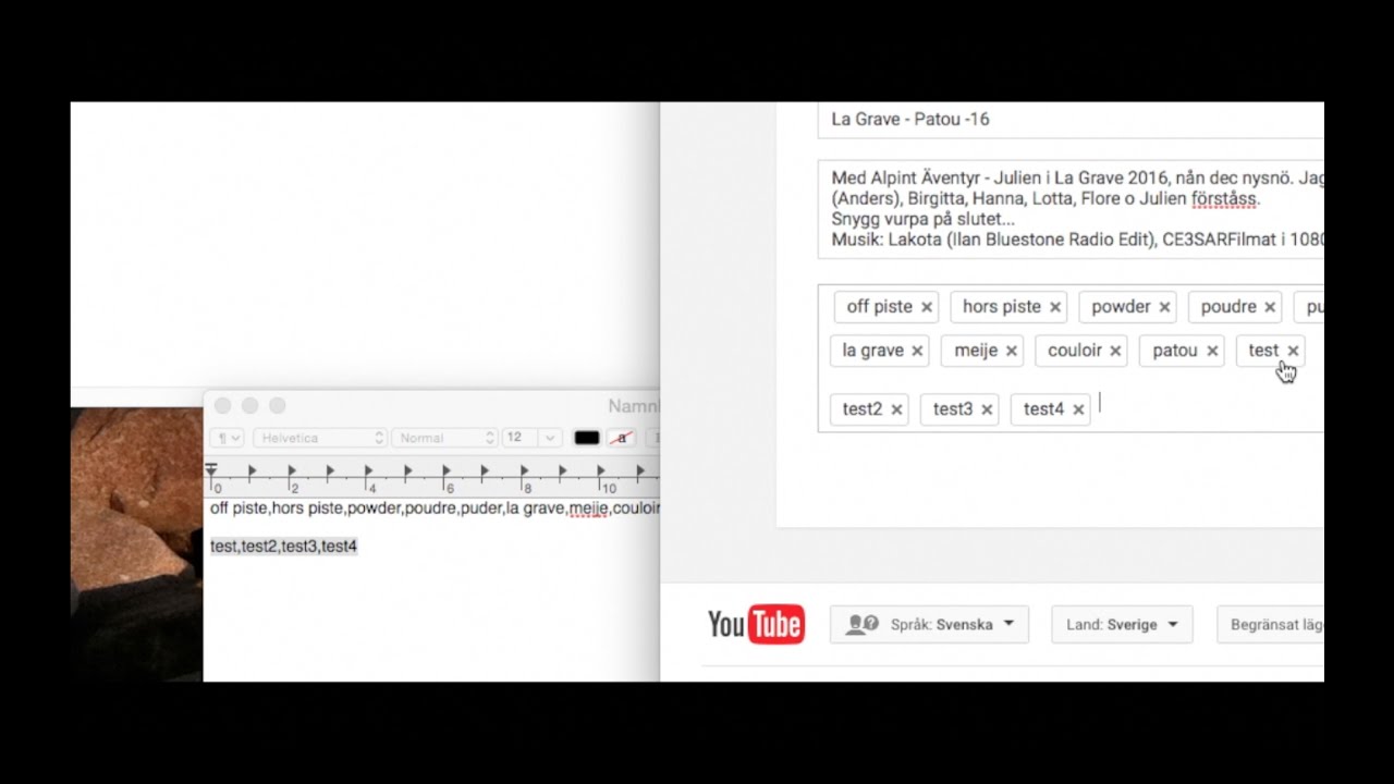 How to copy/cut and paste multiple YouTube tags
