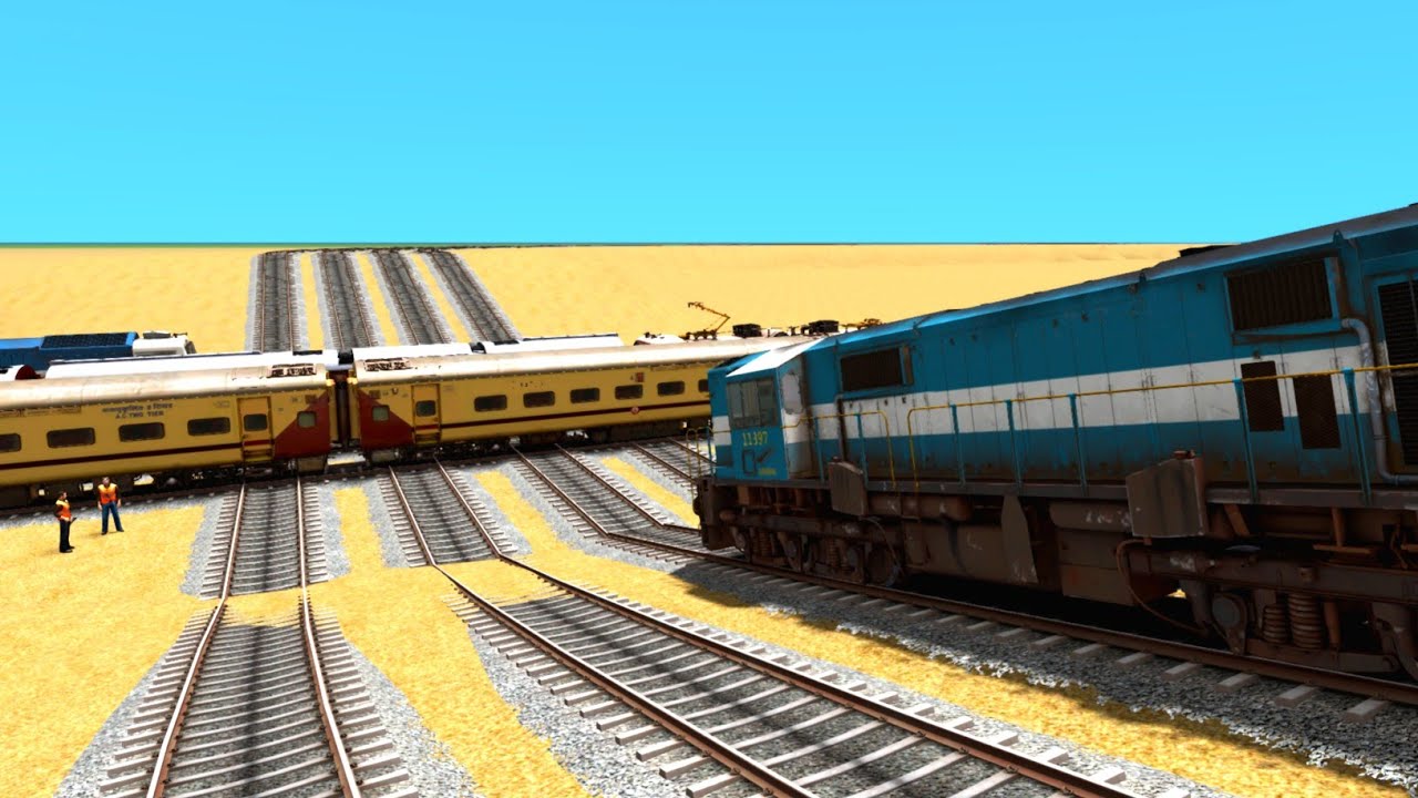 8 TRAINS RUN AT BUMPY FORKED RAILROAD TRACKS CROSSING | train crossing