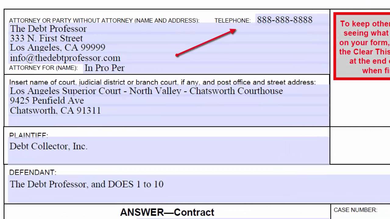 California Lawsuit Answer
