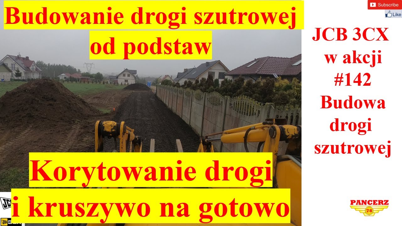 JCB 3CX w akcji. #142 Budowa drogi szutrowej od podstaw. Korytowanie drogi.