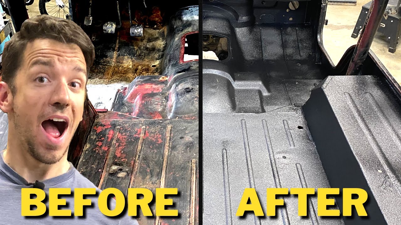 Painting raptor liner in the Jeep! It looks like NEW! - Jeep CJ5 rebuild series part 10