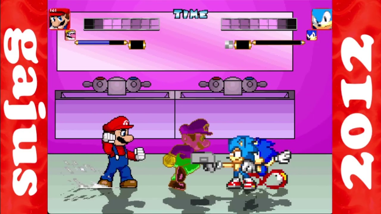 mugen; warner mario esque & warner wario esque edit vs santiago & classic sonic
