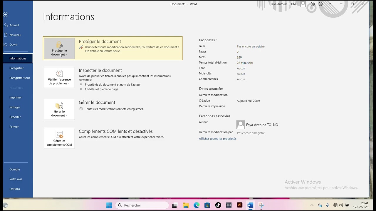 Méthode pour protéger un document en Word 