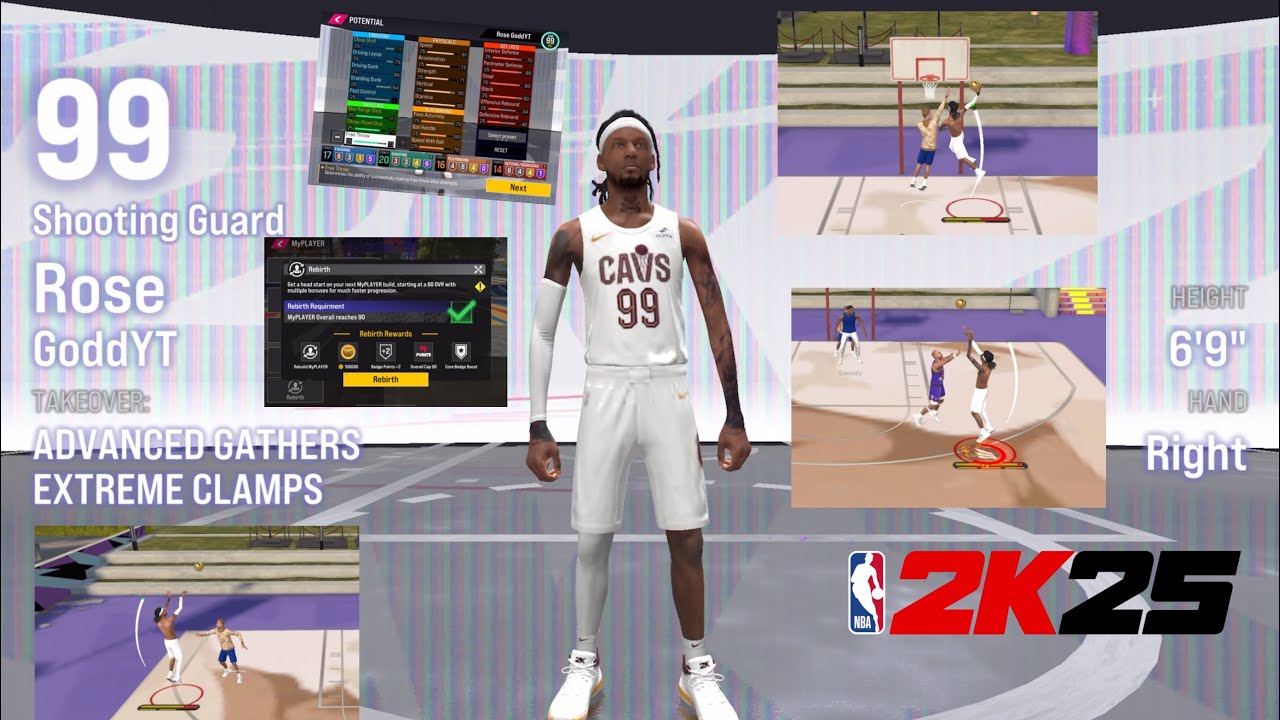 NBA 2K25 mobile arcade edition: my NEW REBIRTH 6’9 99 DRIVING DUNK + 20 shooting DEMIGOD BUILD!😈🔥