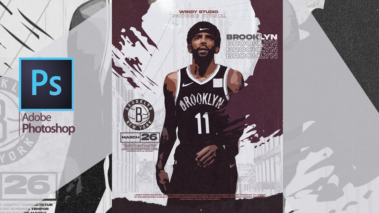 How to design NBA Poster Design using Adobe Photoshop #photoshop   #windystudio #nba #brooklyn