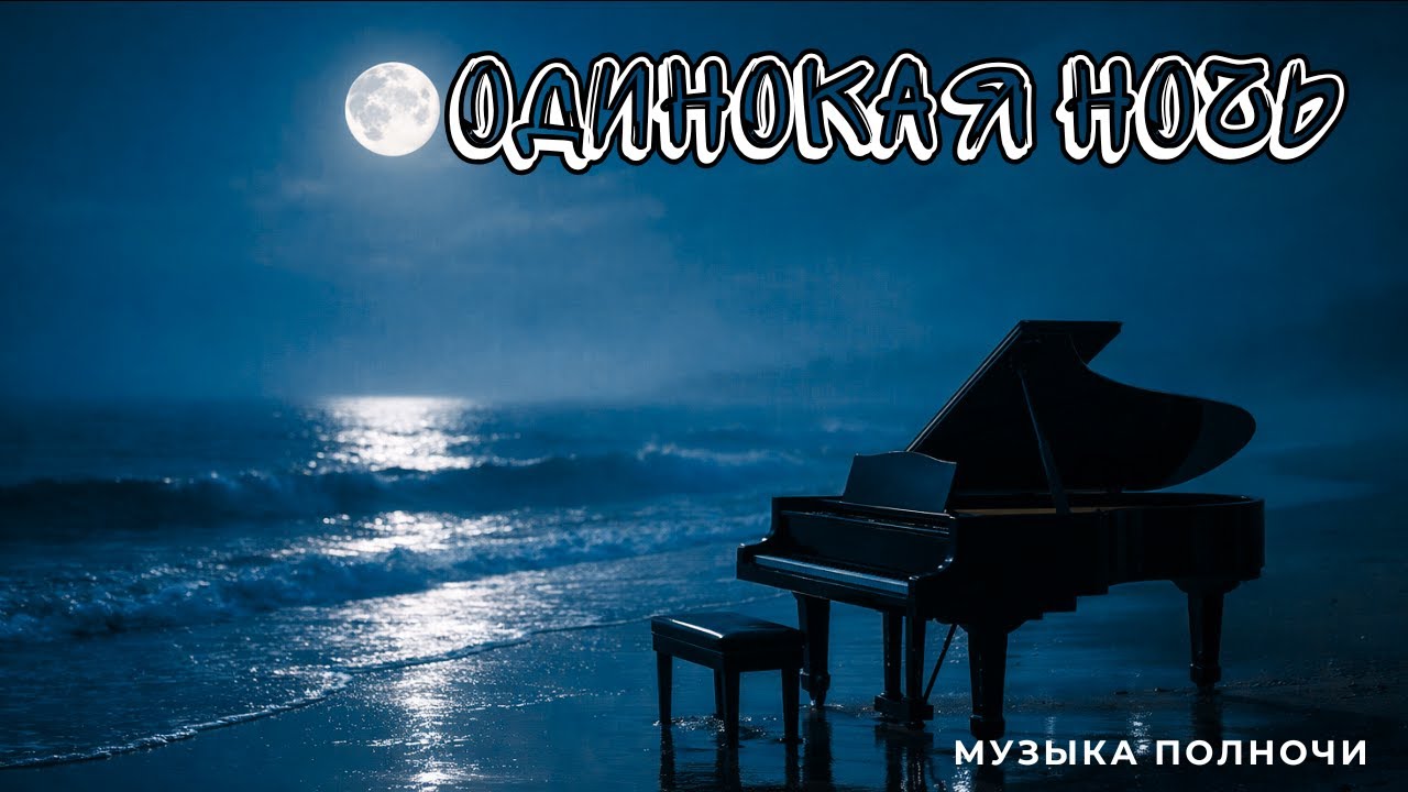 Lonely Night Piano by the Beach 🌙 | Sad Calm Piano with Ocean Waves | Emotional Instrumental