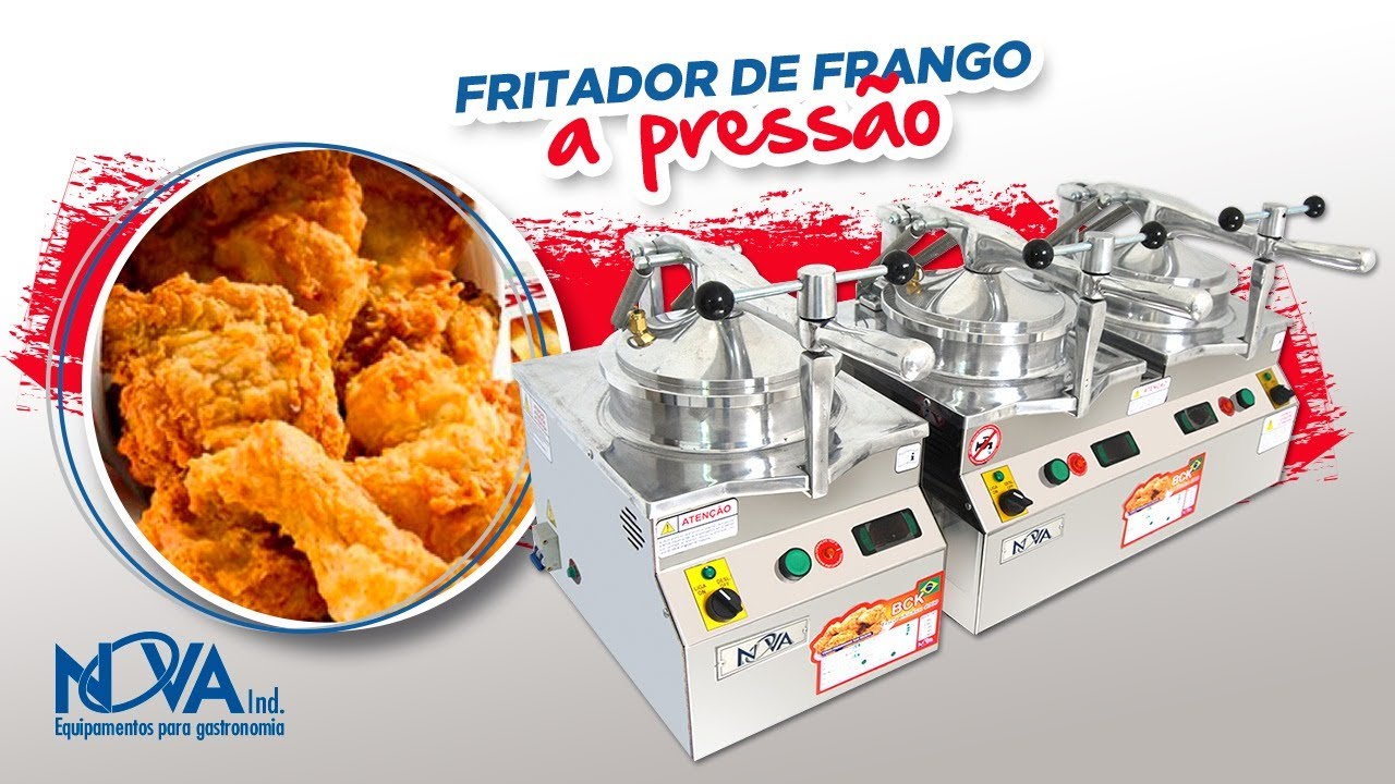 Fritadeira pressão KFC - mesa para empanar - conservador fritura - frango frito NOVAind