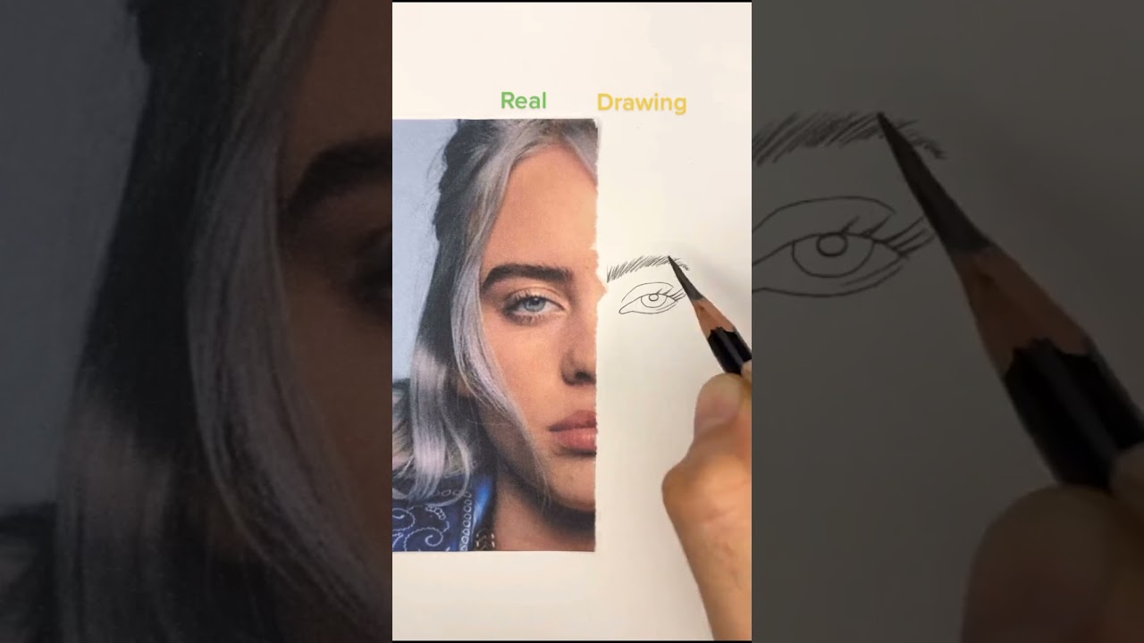 Billieeiliesh Real and Drawing ❤️ #art #2021 #tiktok #drawing #fyp #shorts #short