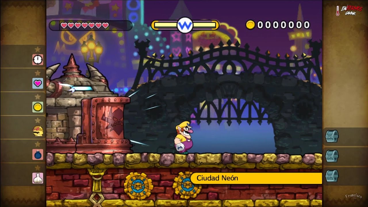 🎮 Wario Land: Shake It! Nivel Secreto 3-1 Ciudad Neón – Neon city + mapa secreto🗺️ 100 % 🎮