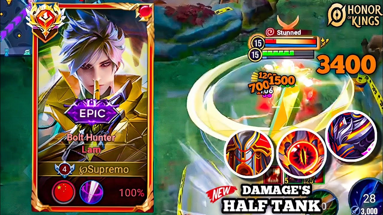 Lam Gameplay - No Edits, Full Gameplay ( 3 set Defense Item Sell Boots ) Honor of kings 