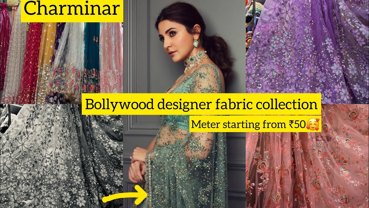 Charminar లొ designer fabrics చాలా cheap just ₹50/meter starting🥰 #fabric #designer #charminar