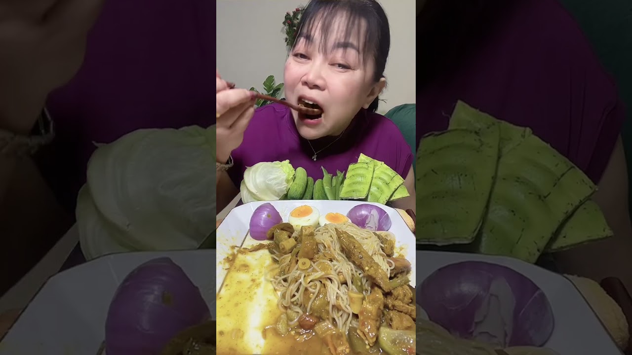 ขนมจีนแกงไตปลา สูตรเข้มข้น กินกับสตอฝักใหญ่ใหญ่ และผักสดแซ่บแซ่บ #food 