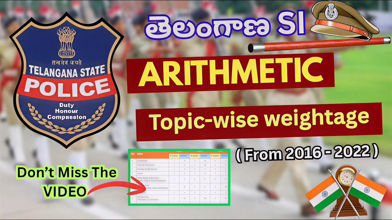 Telangana SI Arithmetic Topic-wise Weightage (2016–2022) | Mana Police Prayanam | Complete Analysis