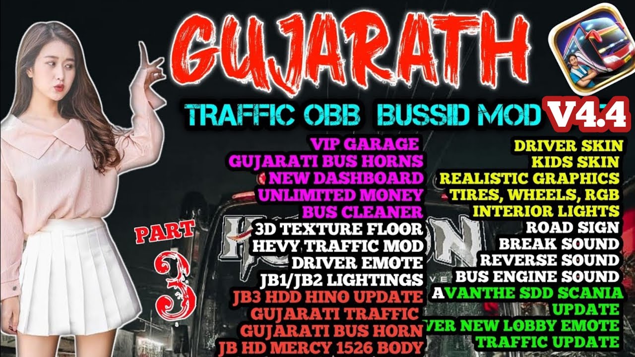 GUJARAT TRAFFIC MOD BUSSiD V4.4 UNLIMITED MONEY 50+ BUSS AD TRAFFIC #bussidindonesia