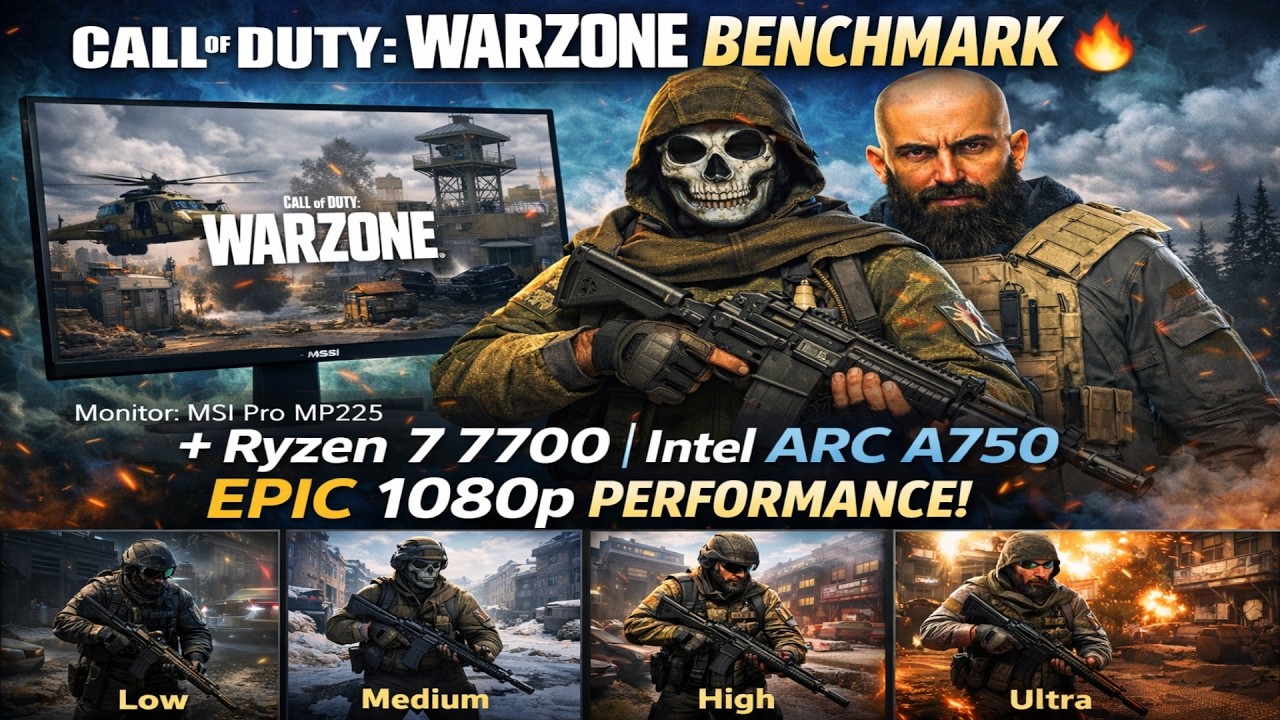 Call Of Duty warzone Benchmark 🔥 Ryzen 7 7700 + Intel Arc A750 | Low–Ultra | MSI Pro MP225 | 1080p