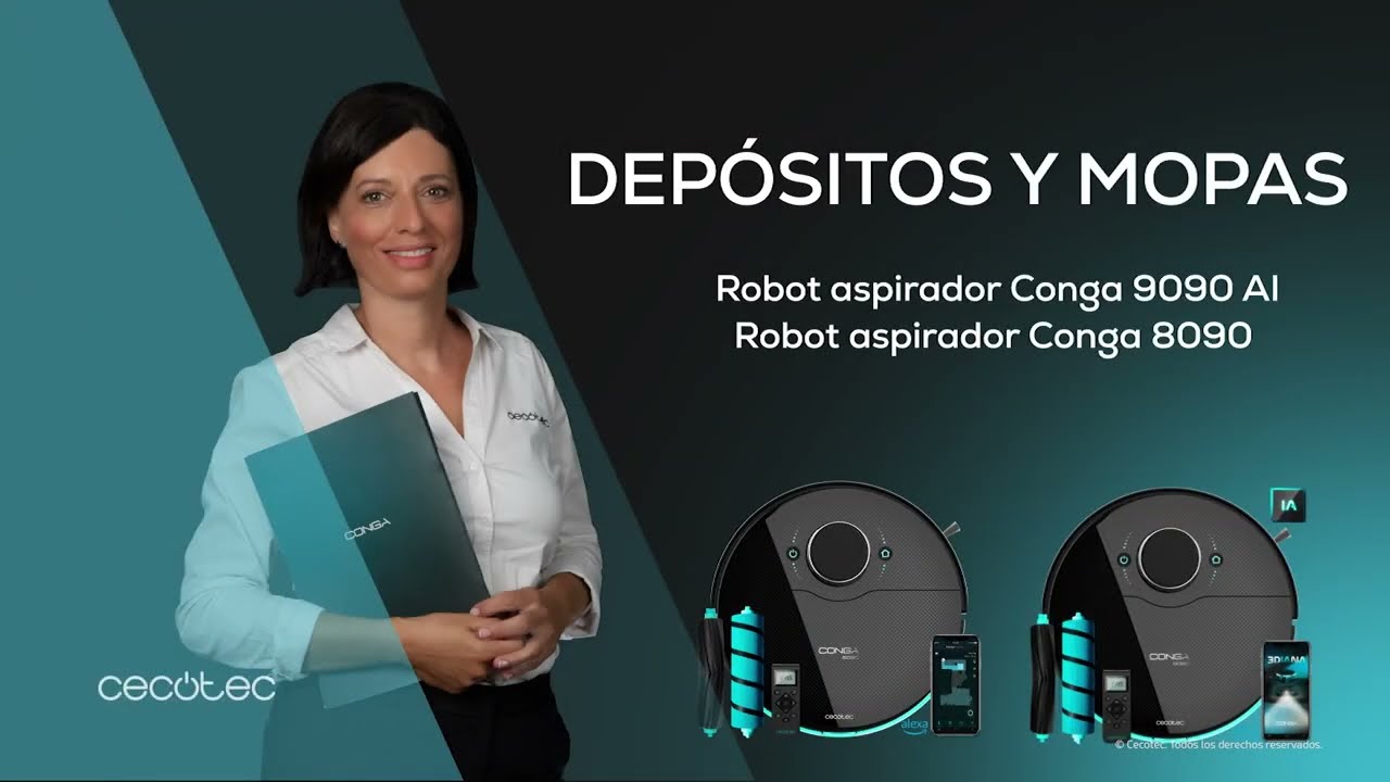 Uso de los depósitos y mopas de los robots aspiradores Conga 9090 AI y Conga 8090 Ultra