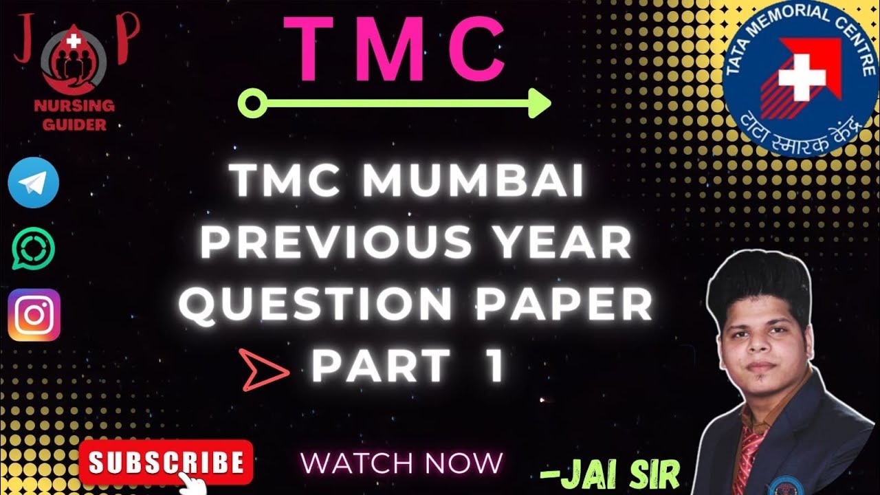TMC MUMBAI STAFF NURSE PREVIOUS YEAR PAPER PART - 1 #jpnursingguider #tmc