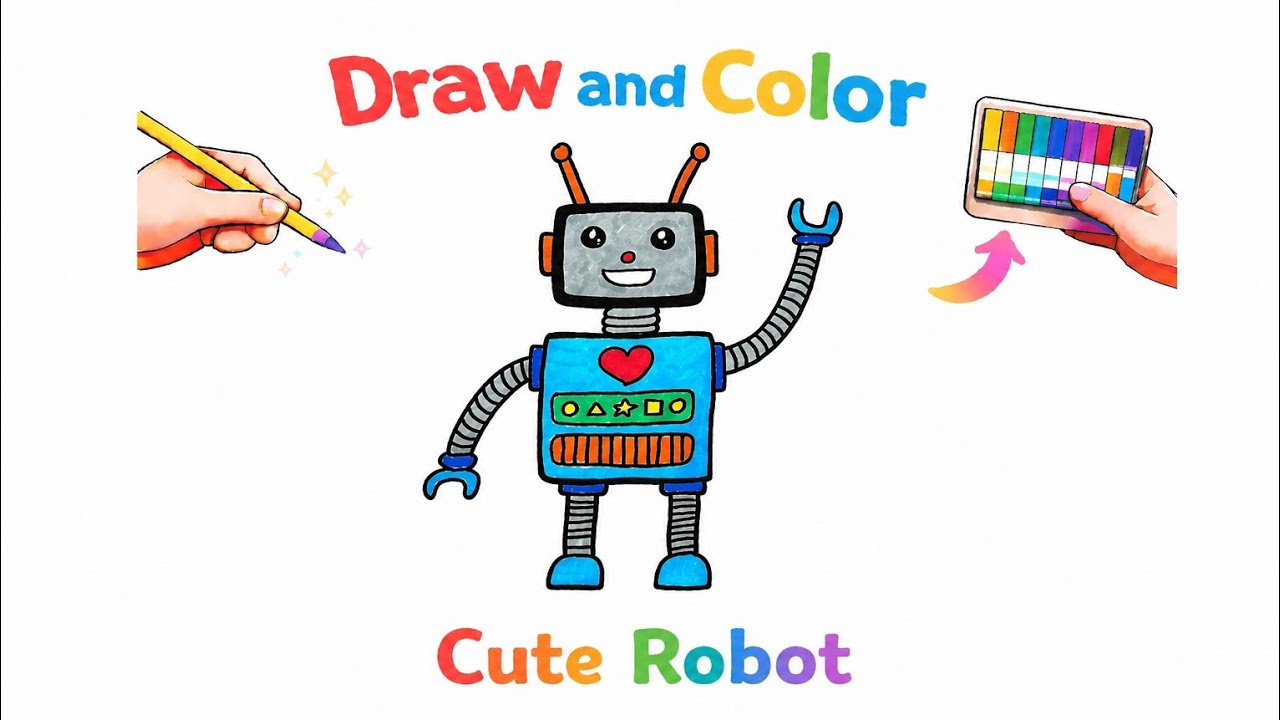 How to Draw a Robot | Drawing Easy Step by Step for Kids | Colouring