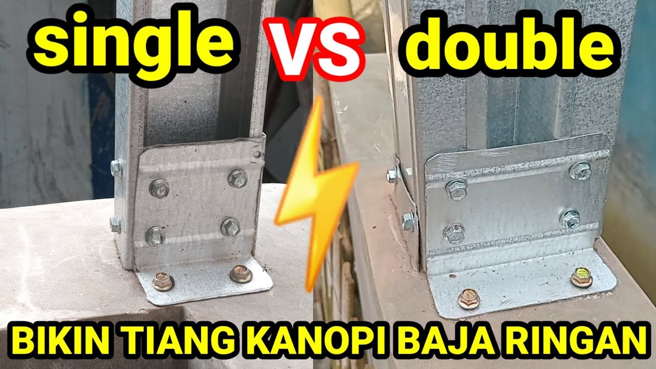 BIKIN TIANG KANOPI BAJA RINGAN YANG SIMPEL, RAPI DAN IRIT BAHAN