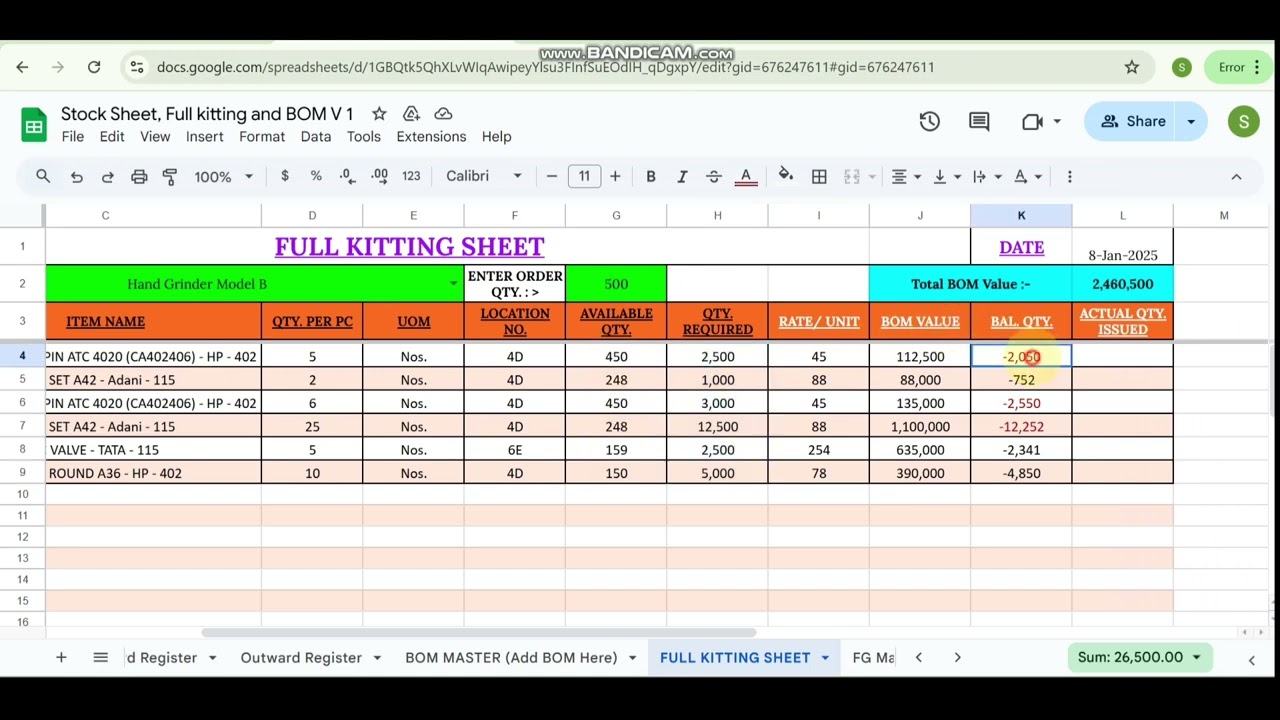 IMS Stock, Full Kitting and BOM V1 | Full Kitting and BOM | How to make a Full Kitting and BOM Sheet